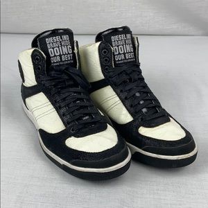 Diesel black and white high top sneakers